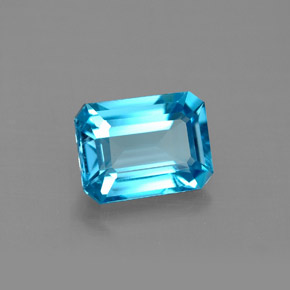 Topaze bleue naturelle taille émeraude, 1,92 ct, VVS-VS