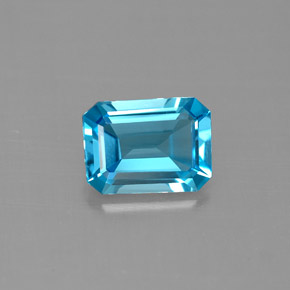 Topaze bleue naturelle taille émeraude, 1,49 ct, VVS-VS