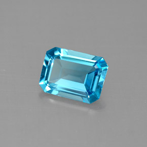 Topaze bleue naturelle taille émeraude, 1,49 ct, VVS-VS