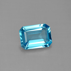 Topaze bleue naturelle taille émeraude, 1,55 ct, VVS-VS
