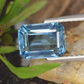 Topaze bleue naturelle taille émeraude, 1,94 ct, VS-SI