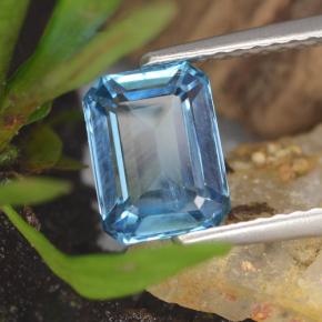 Topaze bleue naturelle taille émeraude, 1,94 ct, VS-SI