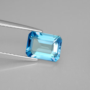 Topaze bleue naturelle taille émeraude, 1,80 ct, VVS