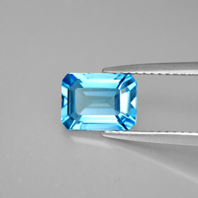 Topaze bleue naturelle taille émeraude, 1,80 ct, VVS