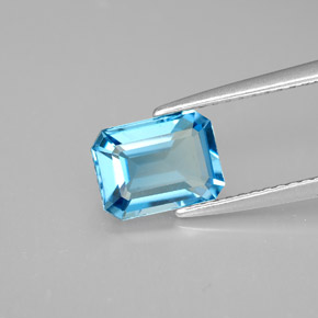 Topaze bleue naturelle taille émeraude, 1,92 ct, VVS-VS