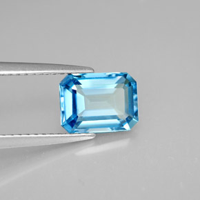 Topaze bleue naturelle taille émeraude, 1,92 ct, VVS-VS