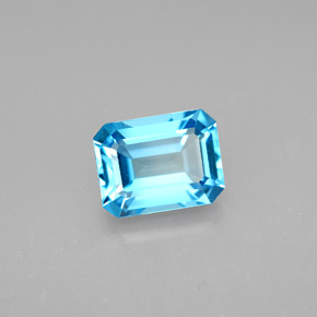 Topaze bleue naturelle taille émeraude, 2,15 ct, VVS-VS