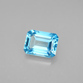 Topaze bleue naturelle taille émeraude, 2,15 ct, VVS-VS