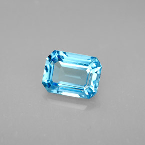 Topaze bleue naturelle taille émeraude, 1,92 ct, VVS-VS