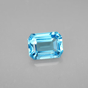Topaze bleue naturelle taille émeraude, 1,92 ct, VVS-VS