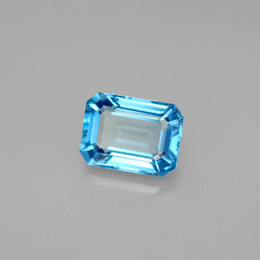 Topaze bleue naturelle taille émeraude, 1,89 ct, VVS-VS