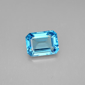 Topaze bleue naturelle taille émeraude, 1,89 ct, VVS-VS