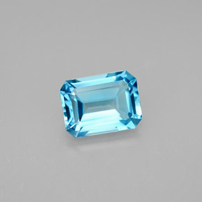 Topaze bleue naturelle taille émeraude, 1,99 ct, VVS-VS