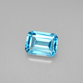 Topaze bleue naturelle taille émeraude, 1,99 ct, VVS-VS