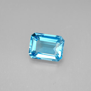 Topaze bleue naturelle taille émeraude, 2,04 ct, VVS-VS