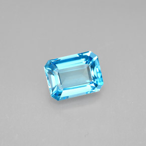 Topaze bleue naturelle taille émeraude, 2,04 ct, VVS-VS