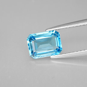 Topaze bleue naturelle taille émeraude, 1,80 ct, VVS-VS