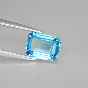 Topaze bleue naturelle taille émeraude, 1,80 ct, VVS-VS