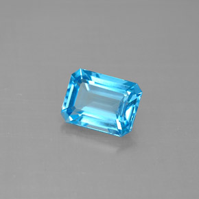 Topaze bleue naturelle taille émeraude, 2,06 ct, VVS
