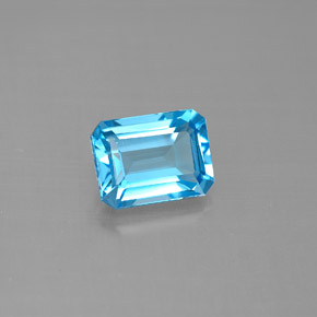 Topaze bleue naturelle taille émeraude, 2,06 ct, VVS