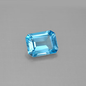 Topaze bleue naturelle taille émeraude, 1,74 ct, VVS-VS