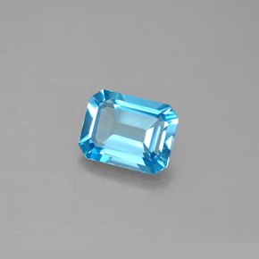 Topaze bleue naturelle taille émeraude, 1,74 ct, VVS-VS