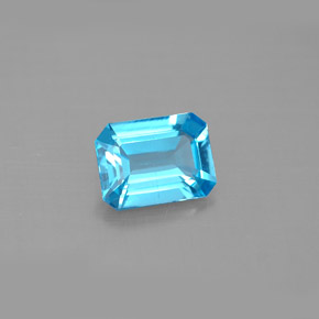 Topaze bleue naturelle taille émeraude, 1,62 ct, VS