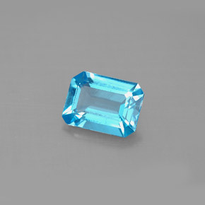 Topaze bleue naturelle taille émeraude, 1,62 ct, VS