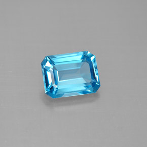 Topaze bleue naturelle taille émeraude, 1,86 ct, VVS-VS