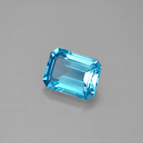 Topaze bleue naturelle taille émeraude, 1,86 ct, VVS-VS
