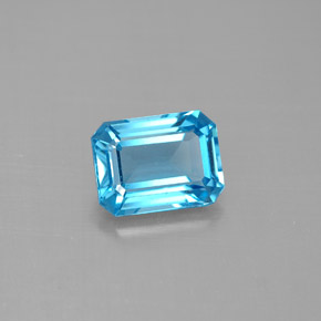Topaze bleue naturelle taille émeraude, 1,87 ct, VVS-VS