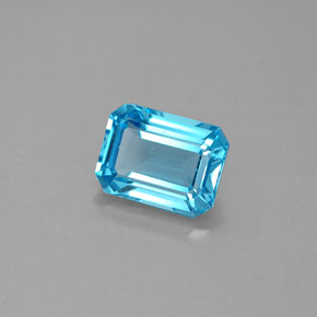 Topaze bleue naturelle taille émeraude, 1,87 ct, VVS-VS