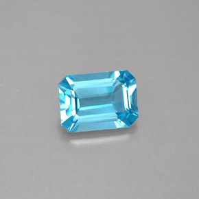 Topaze bleue naturelle taille émeraude, 1,73 ct, VVS