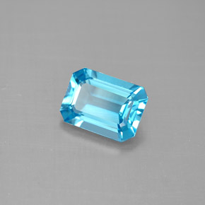 Topaze bleue naturelle taille émeraude, 1,73 ct, VVS