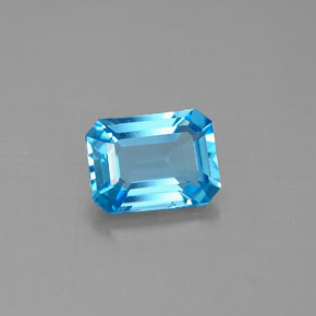 Topaze bleue naturelle taille émeraude, 1,85 ct, VVS