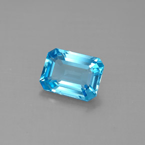 Topaze bleue naturelle taille émeraude, 1,85 ct, VVS