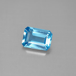 Topaze bleue naturelle taille émeraude, 1,70 ct, VVS-VS