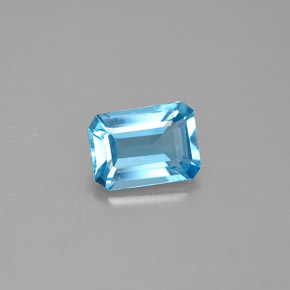 Topaze bleue naturelle taille émeraude, 1,70 ct, VVS-VS