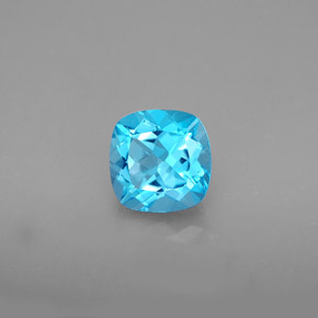 Topaze bleue naturelle coupe coussin, 1,78 ct, VVS-VS