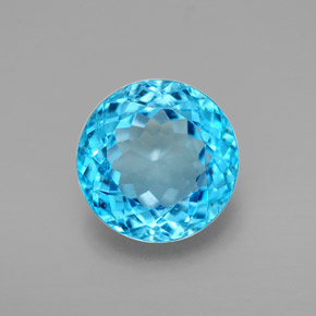 Topaze bleue naturelle coupe roude, 3,29 ct, VVS-VS