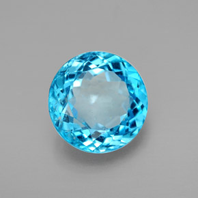 Topaze bleue naturelle coupe roude, 3,29 ct, VVS-VS