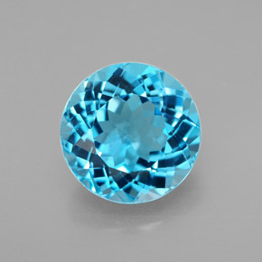 Topaze bleue naturelle coupe roude, 3,42 ct, VVS-VS