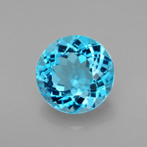 Topaze bleue naturelle coupe roude, 3,42 ct, VVS-VS