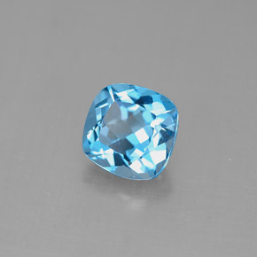 Topaze bleue naturelle coupe coussin, 1,93 ct, VVS-VS