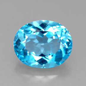 Topaze bleue naturelle coupe ovale, 4,73 ct, VVS-VS