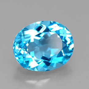 Topaze bleue naturelle coupe ovale, 4,73 ct, VVS-VS