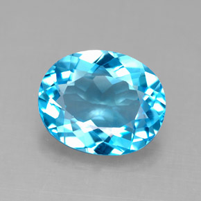 Topaze bleue naturelle coupe ovale, 4,14 ct, VS