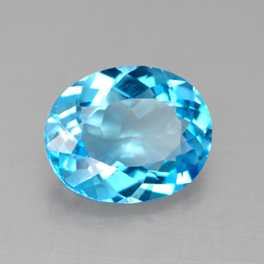 Topaze bleue naturelle coupe ovale, 4,14 ct, VS