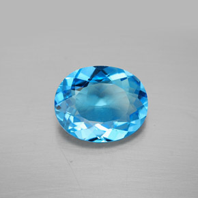 Topaze bleue naturelle coupe ovale, 3,72 ct, VVS-VS