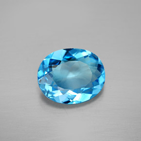 Topaze bleue naturelle coupe ovale, 3,72 ct, VVS-VS